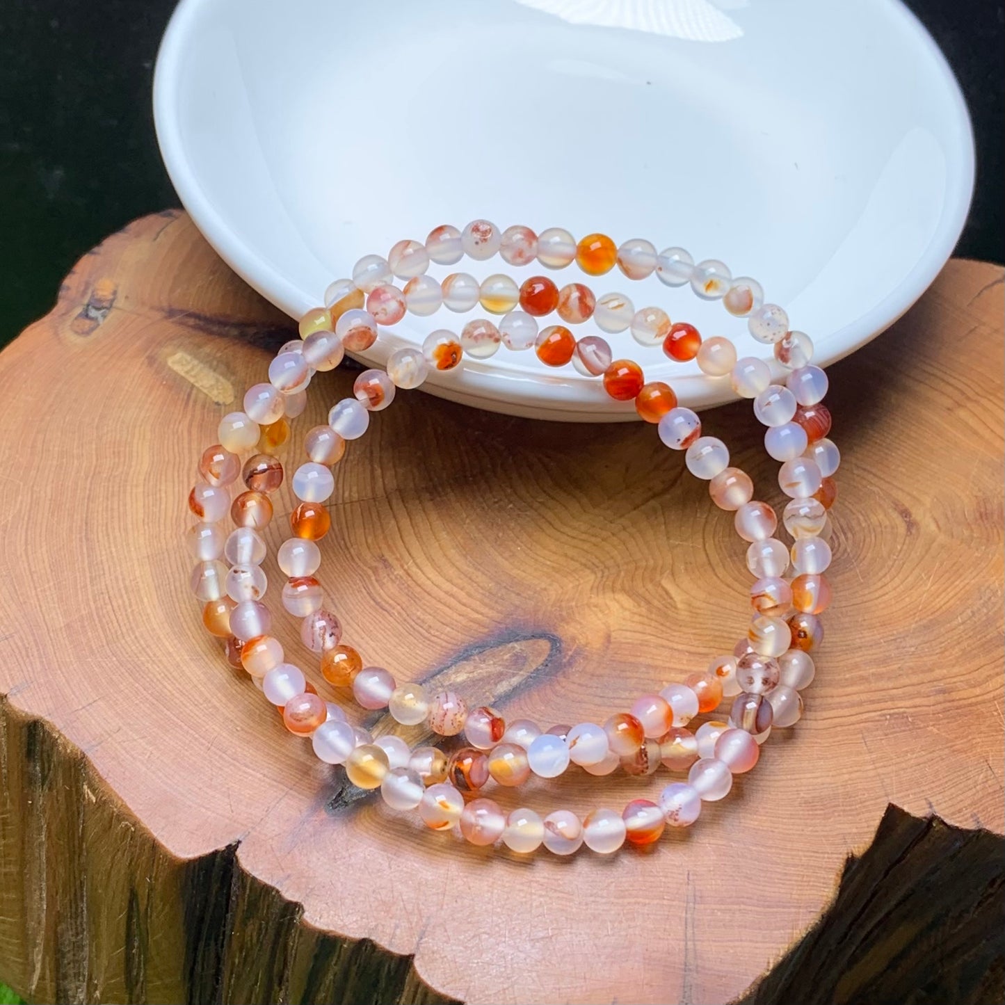 Red Flower Agate 3ciecle bracelet 4mm 1pc (SL766)