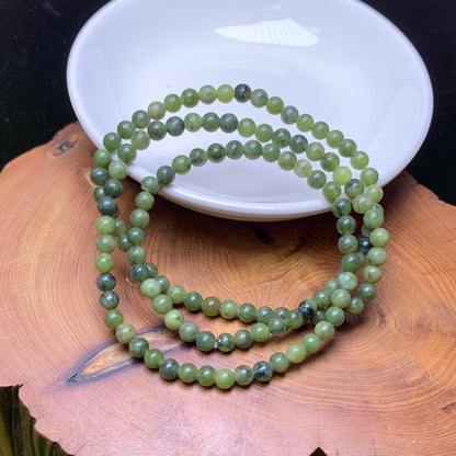 Green Jade 3 circle bracelet 4mm 1pc(SL762)