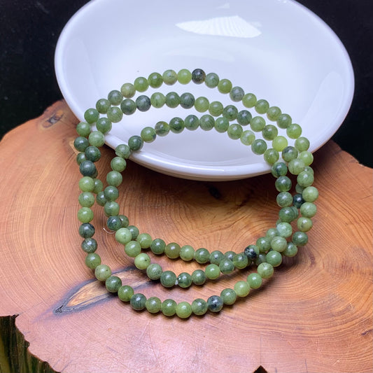 Green Jade 3 circle bracelet 4mm 1pc(SL762)
