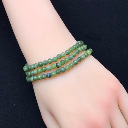 Green Jade 3 circle bracelet 4mm 1pc(SL762)