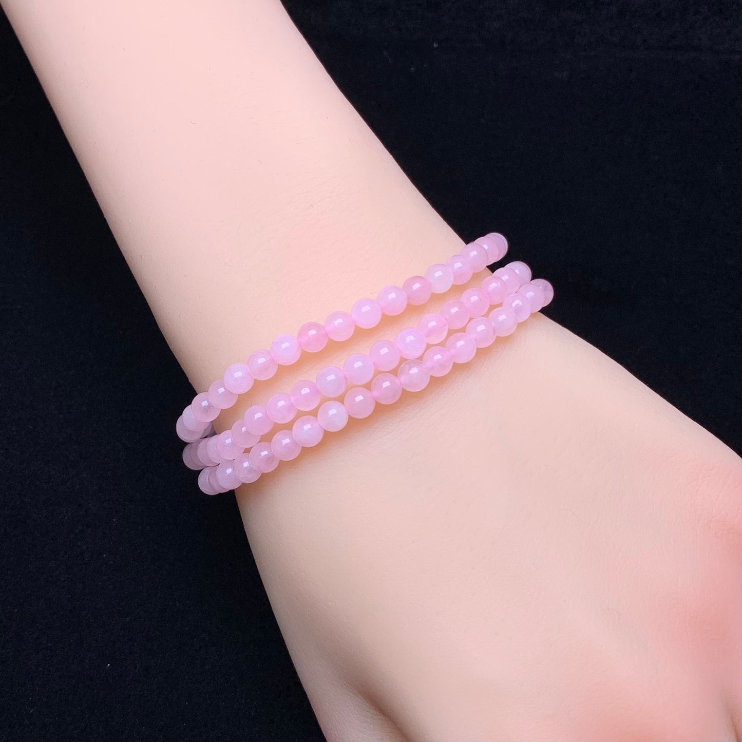 Rose quartz(enhanced) 3 circle bracelet 4mm 1pc(SL763)