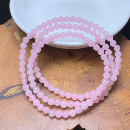 Rose quartz(enhanced) 3 circle bracelet 4mm 1pc(SL763)