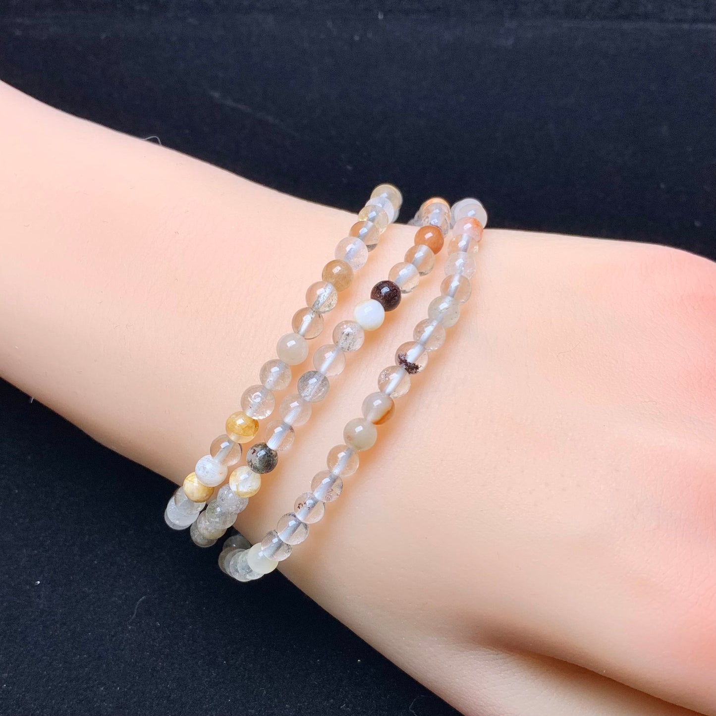 Garden quartz 3 circle bracelet 4mm 1pc(SL781)