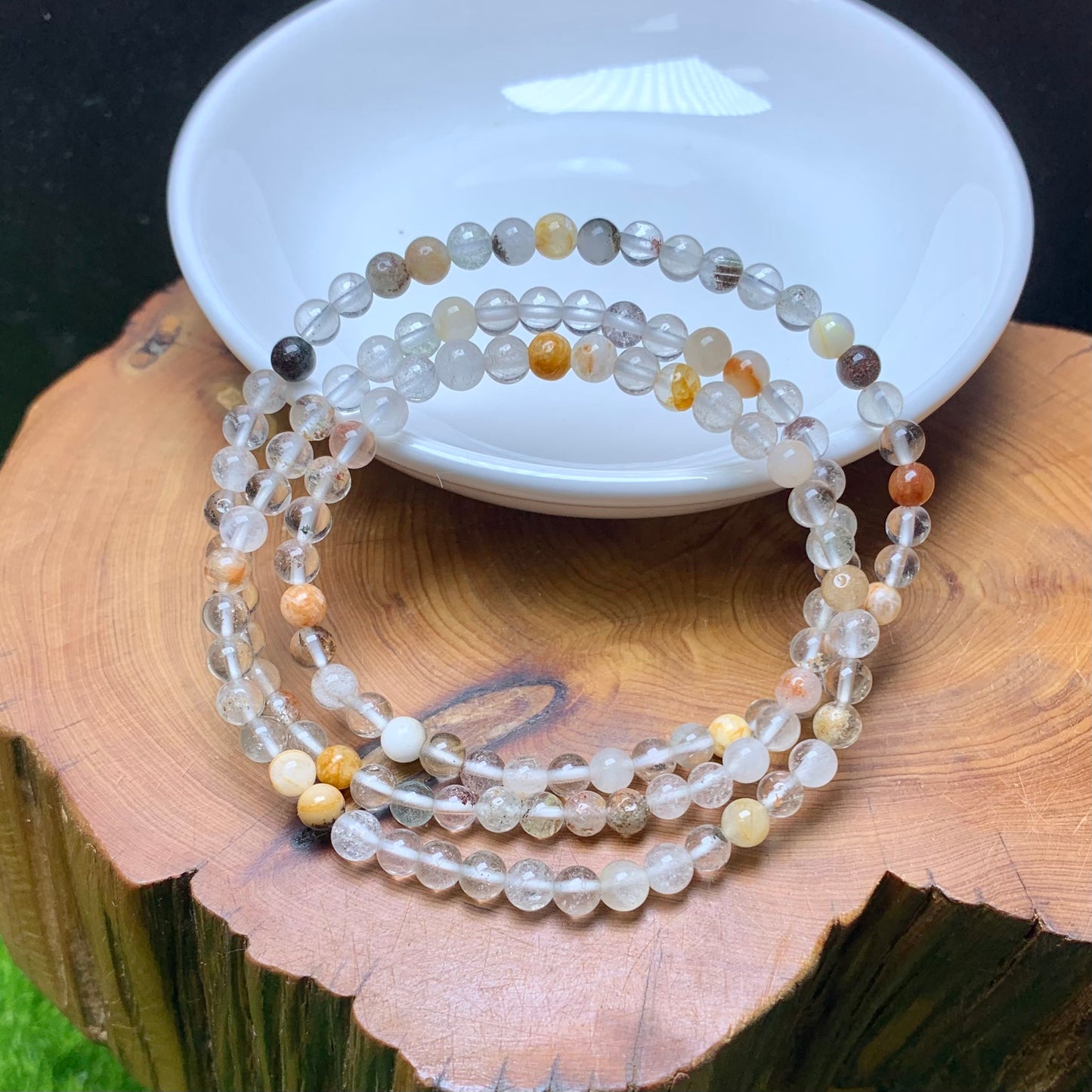 Garden quartz 3 circle bracelet 4mm 1pc(SL781)