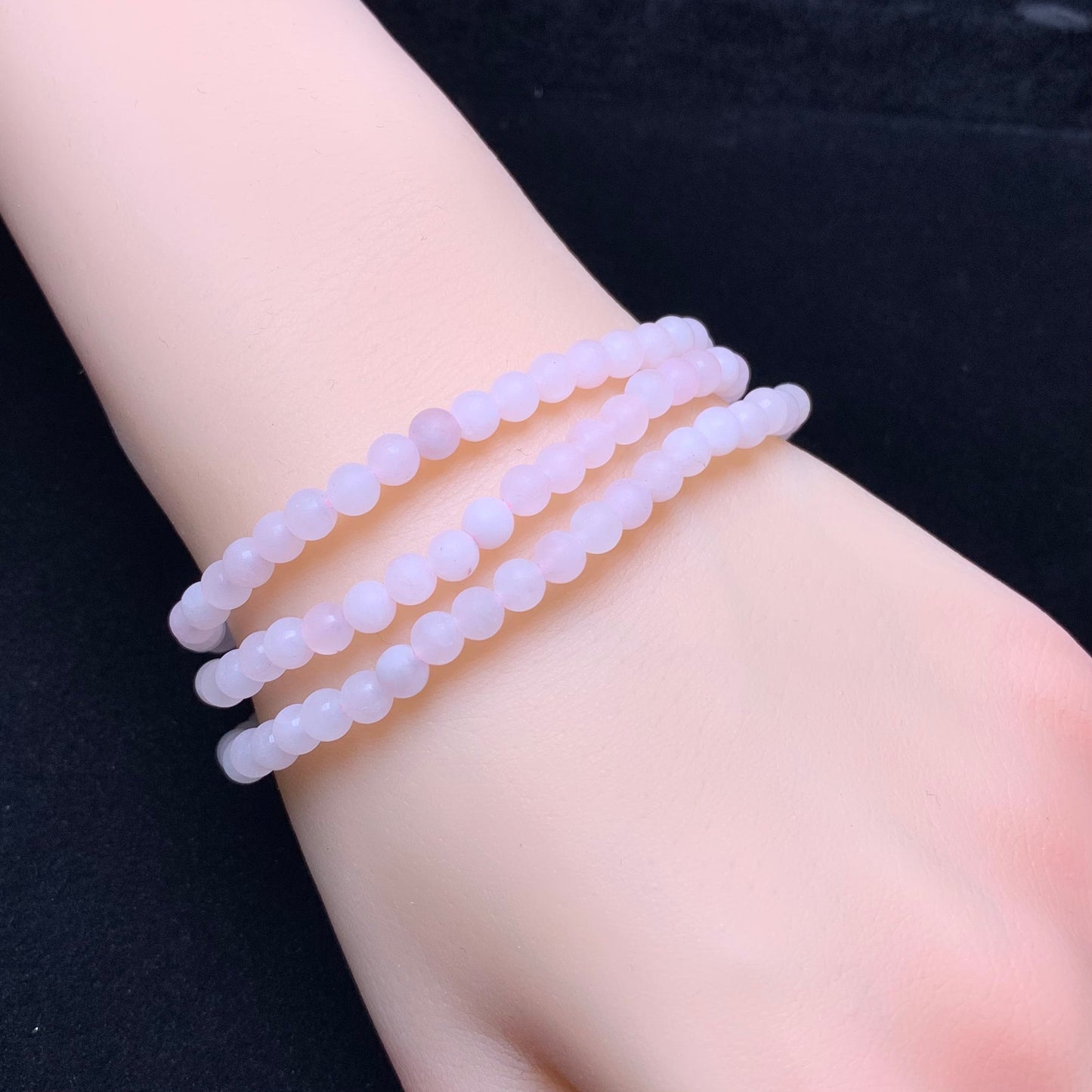 Matt rose quartz 3 circle bracelet 4mm 1pc(SL785)