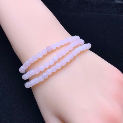 Matt rose quartz 3 circle bracelet 4mm 1pc(SL785)