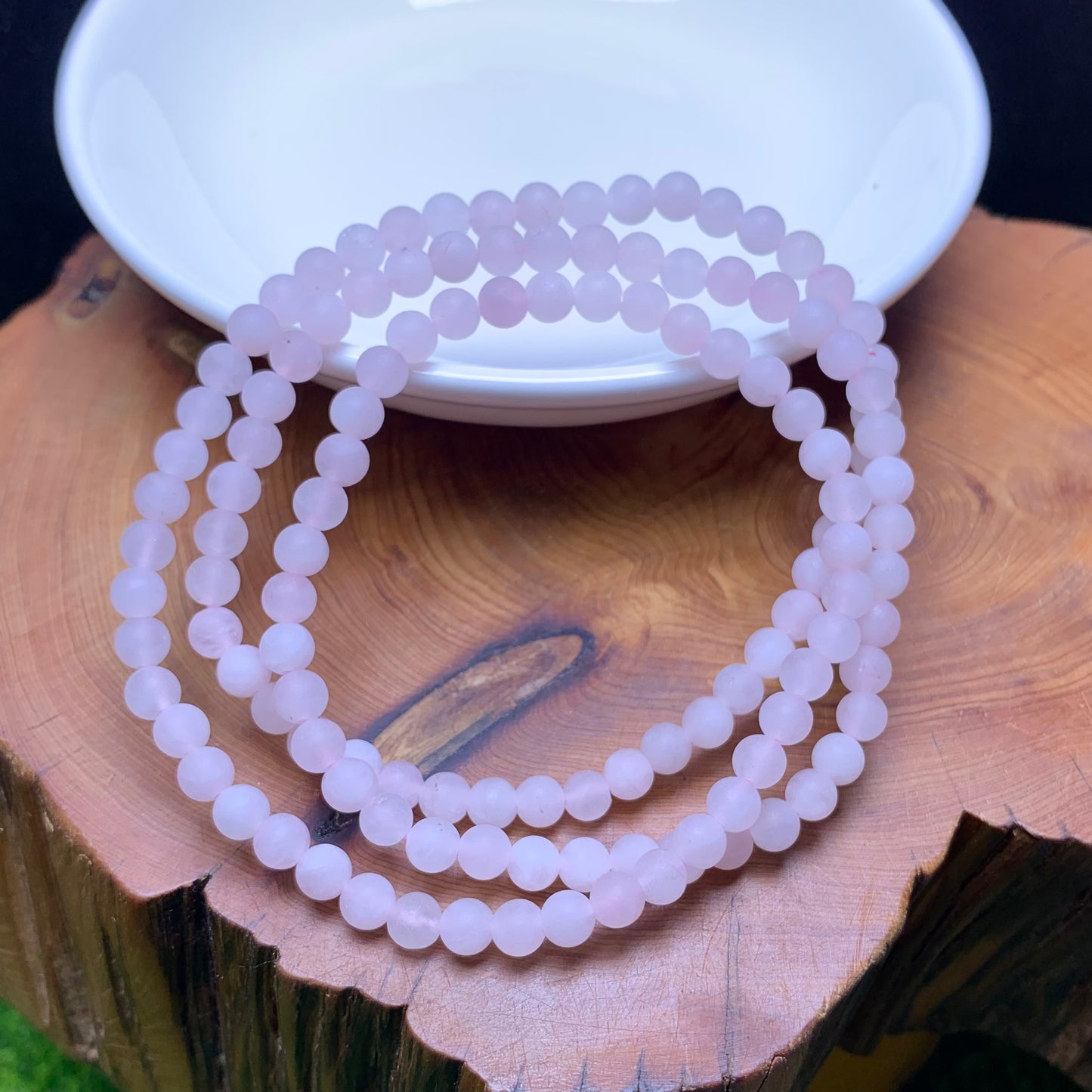 Matt rose quartz 3 circle bracelet 4mm 1pc(SL785)