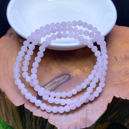 Matt rose quartz 3 circle bracelet 4mm 1pc(SL785)