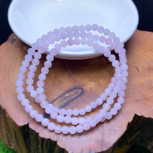 Matt rose quartz 3 circle bracelet 4mm 1pc(SL785)