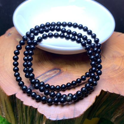 Black tourmaline 3 circle bracelet 4mm 1pc （SL787）