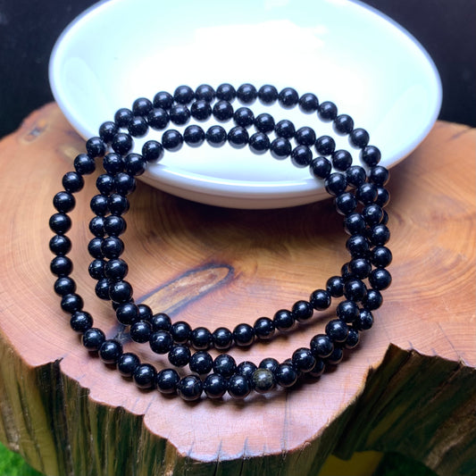 Black tourmaline 3 circle bracelet 4mm 1pc （SL787）