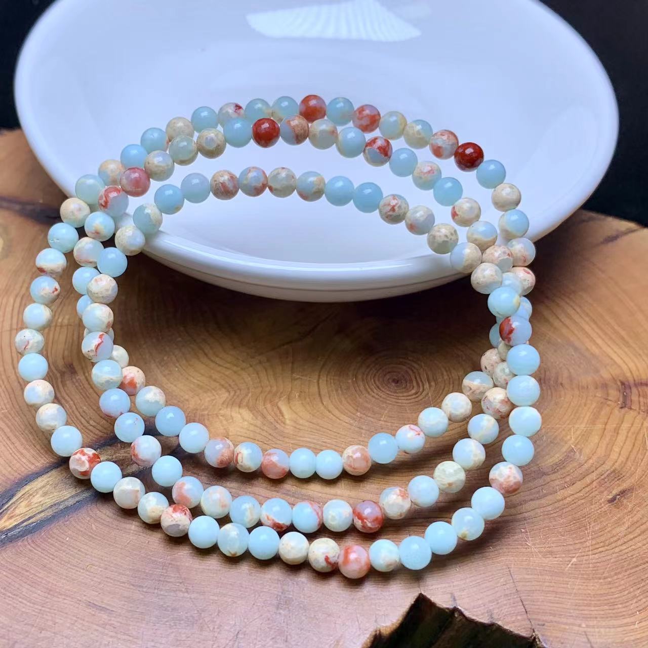 Serpentine Jasper(man-made) 3 circle bracelet 4mm 1pc(SL792)