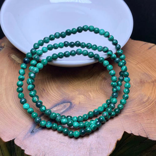 Malachite(with natural crackles) 3 circle bracelet 4mm 1pc(SL790)