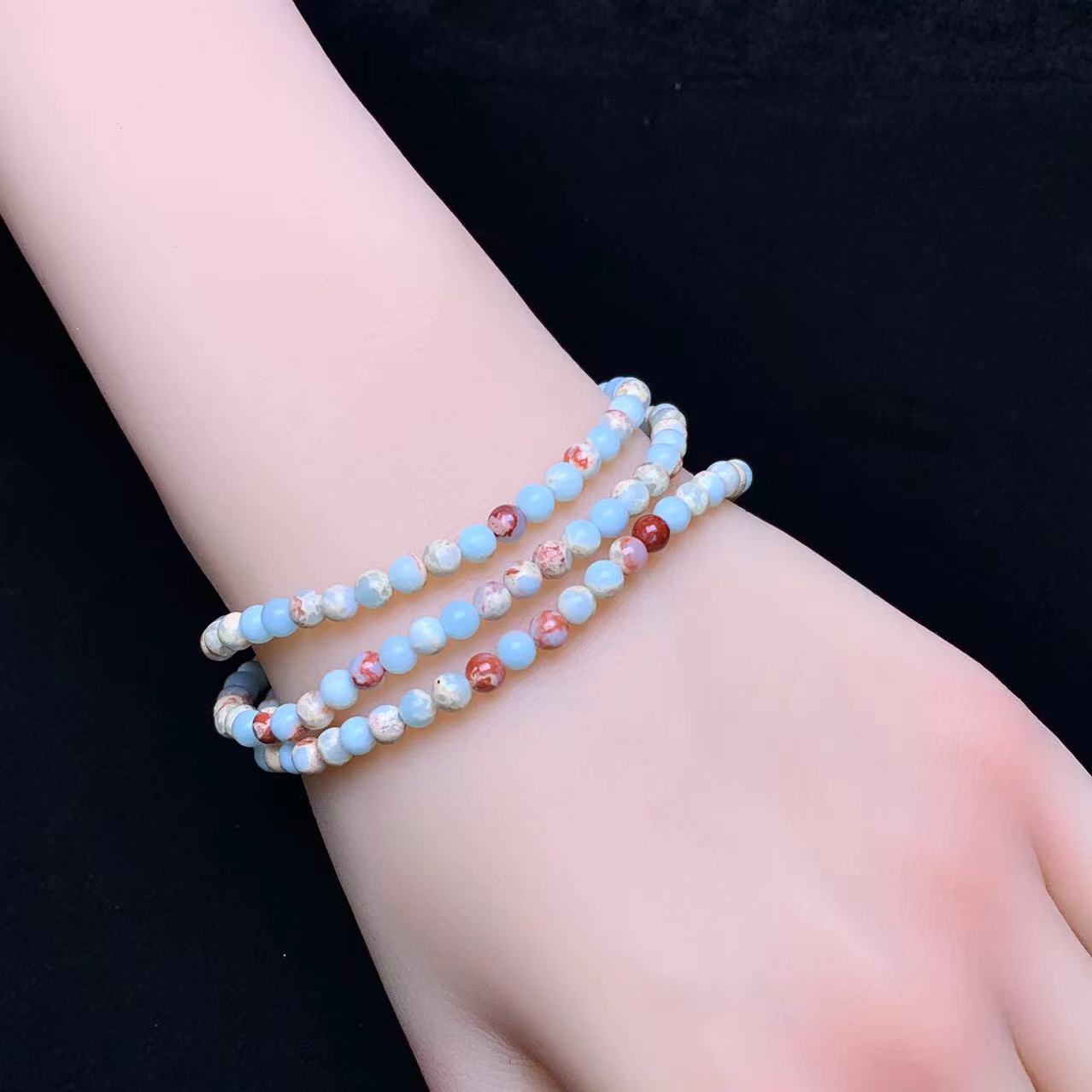 Serpentine Jasper(man-made) 3 circle bracelet 4mm 1pc(SL792)