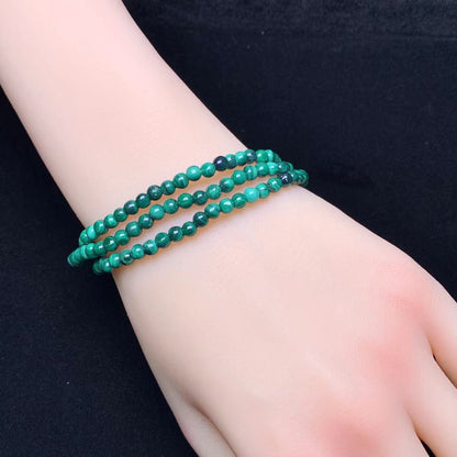 Malachite(with natural crackles) 3 circle bracelet 4mm 1pc(SL790)