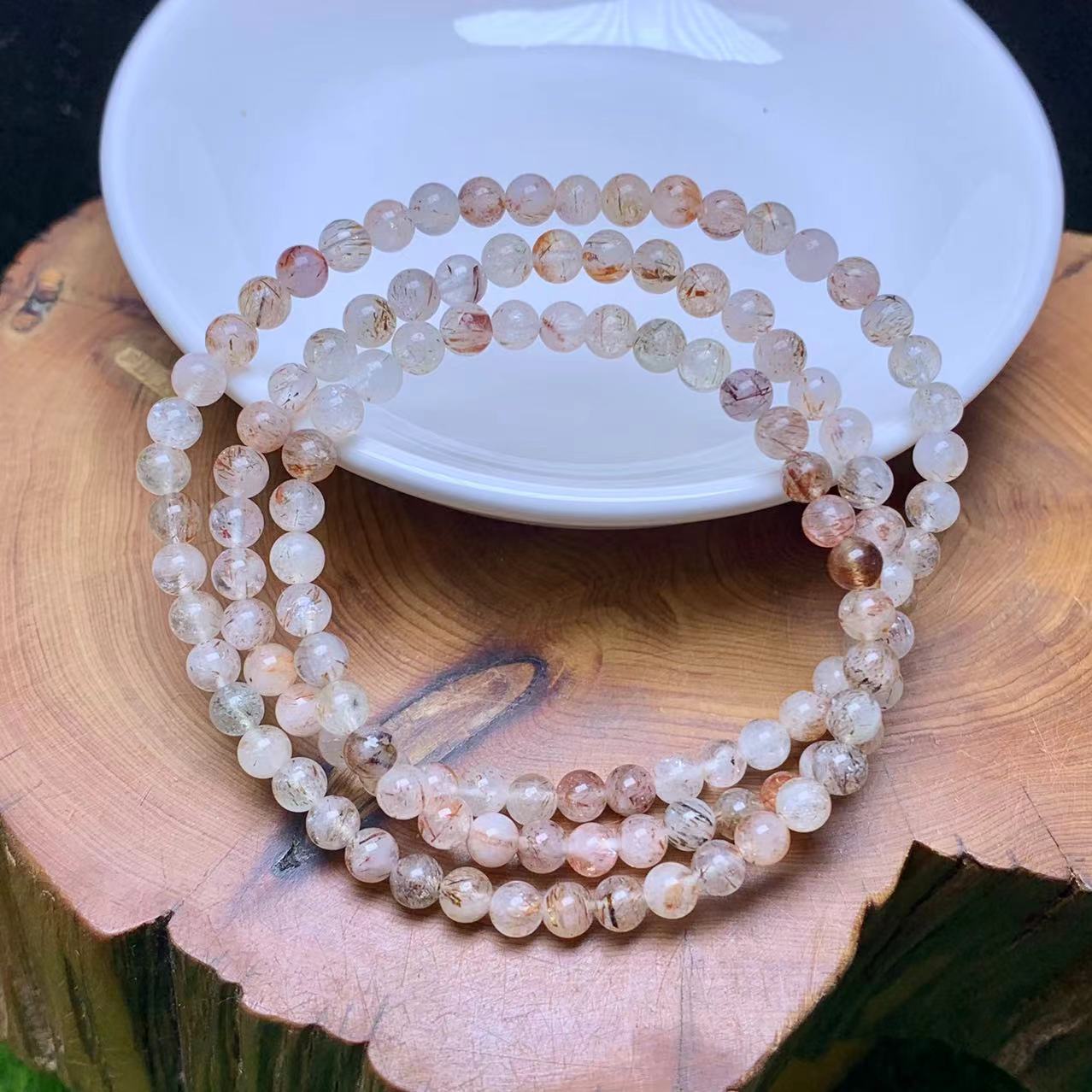 Black super 7 bracelet 3 circle 4mm 1pc(SL789)