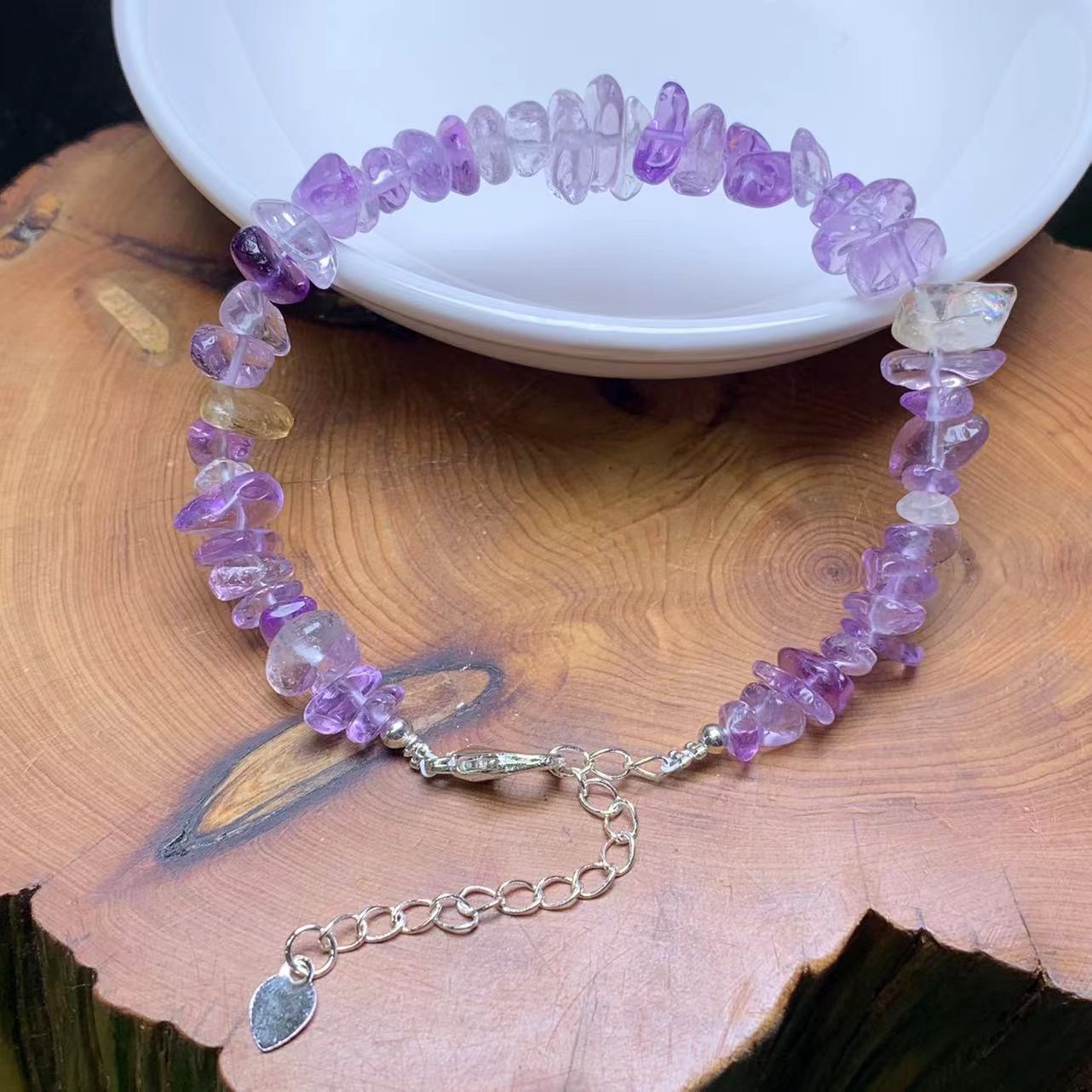 Amethyst&cirtrine chip bracelet 1pc(SL799)