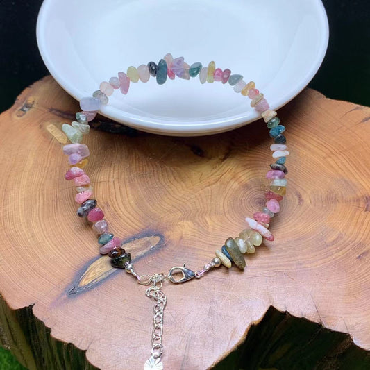 Rainbow tourmaline chip bracelet 1pc(SL809)