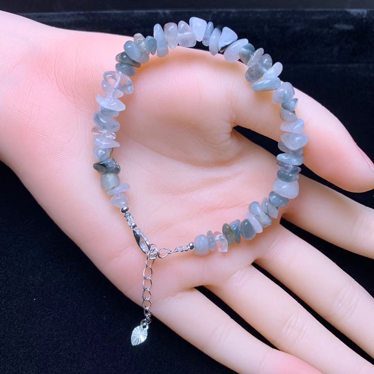 Blue rabbit hair chip bracelet 1pc(SL807)