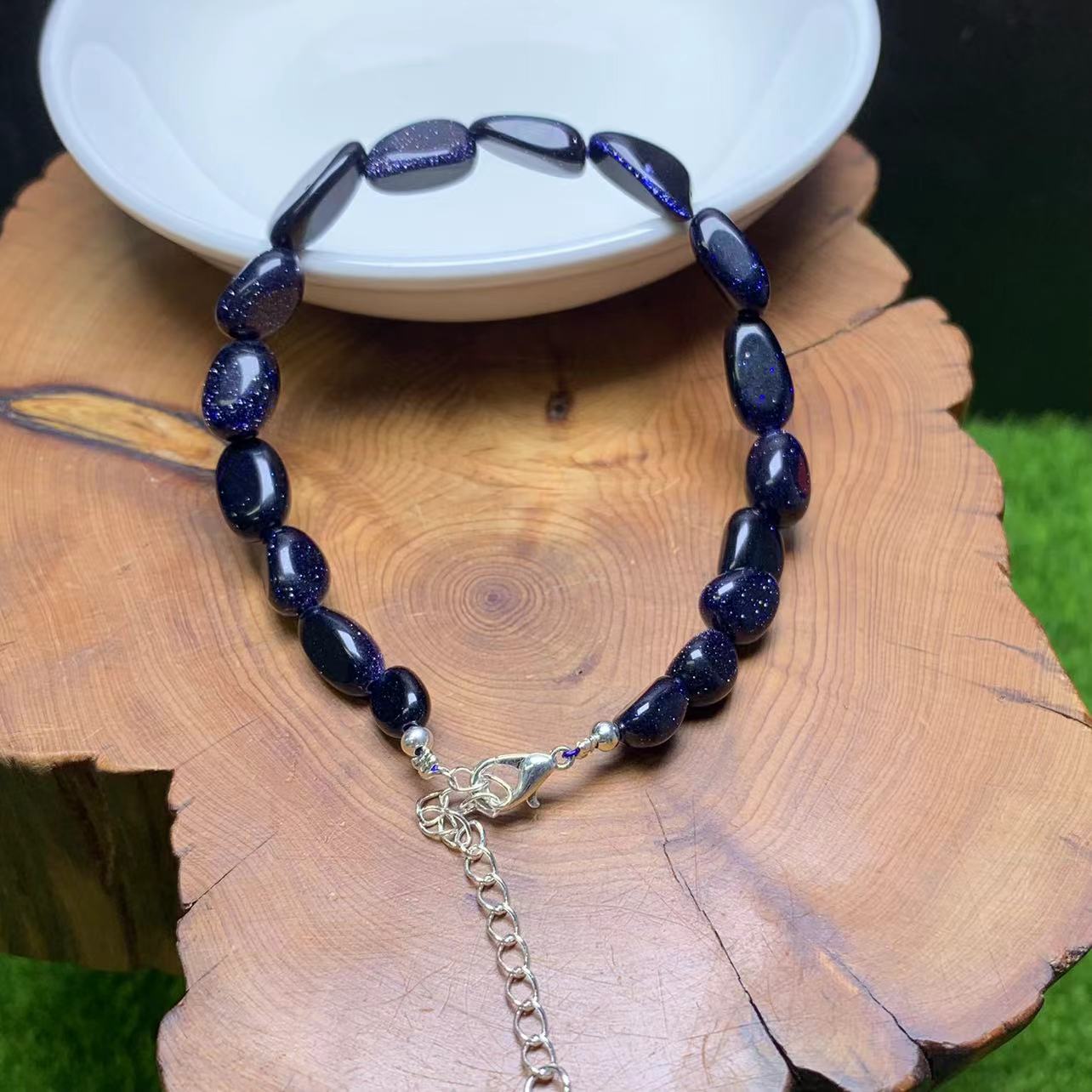 Blue sandstone freeform bracelet 1pc(SL848)