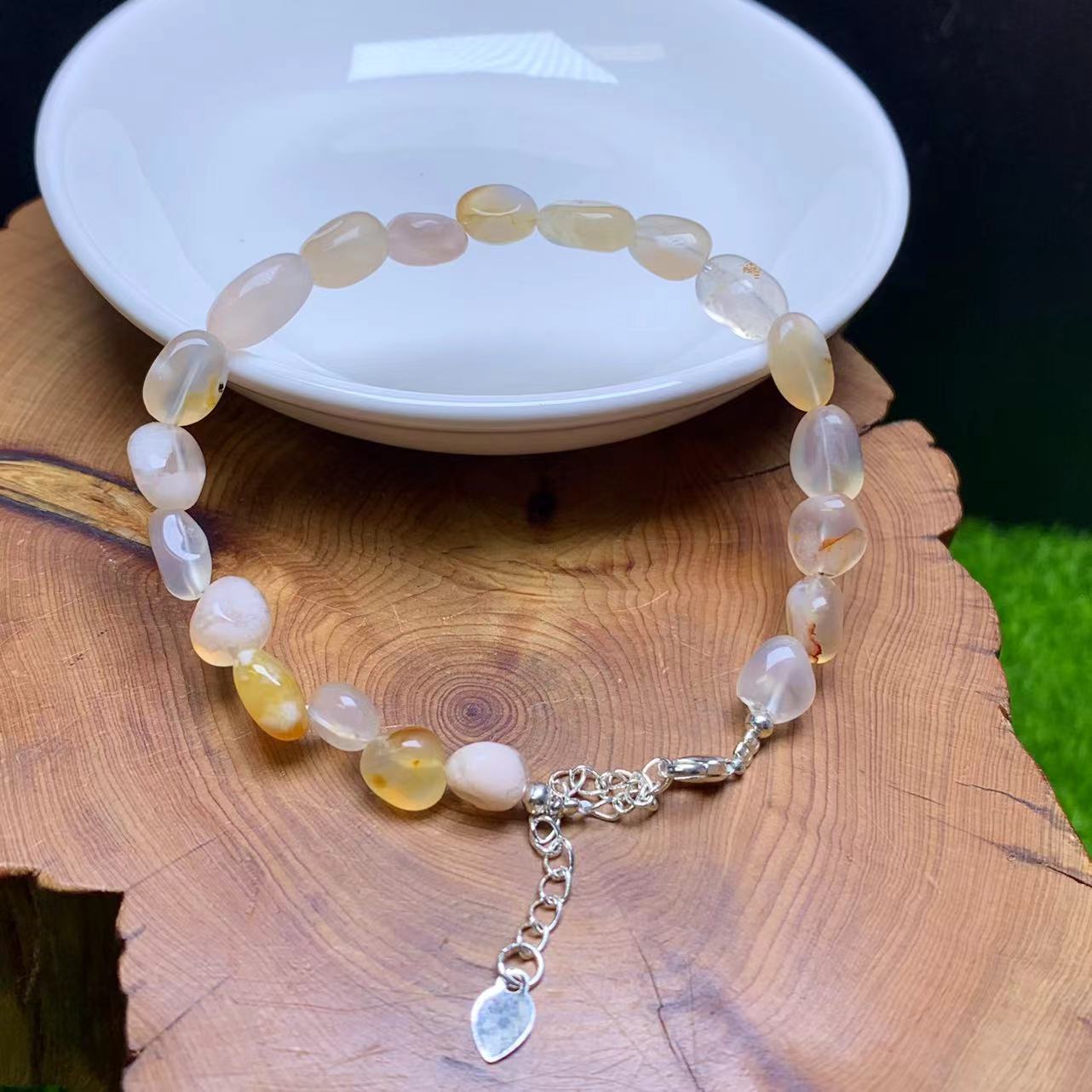 Flower agate freeform bracelet 1pc(SL844)