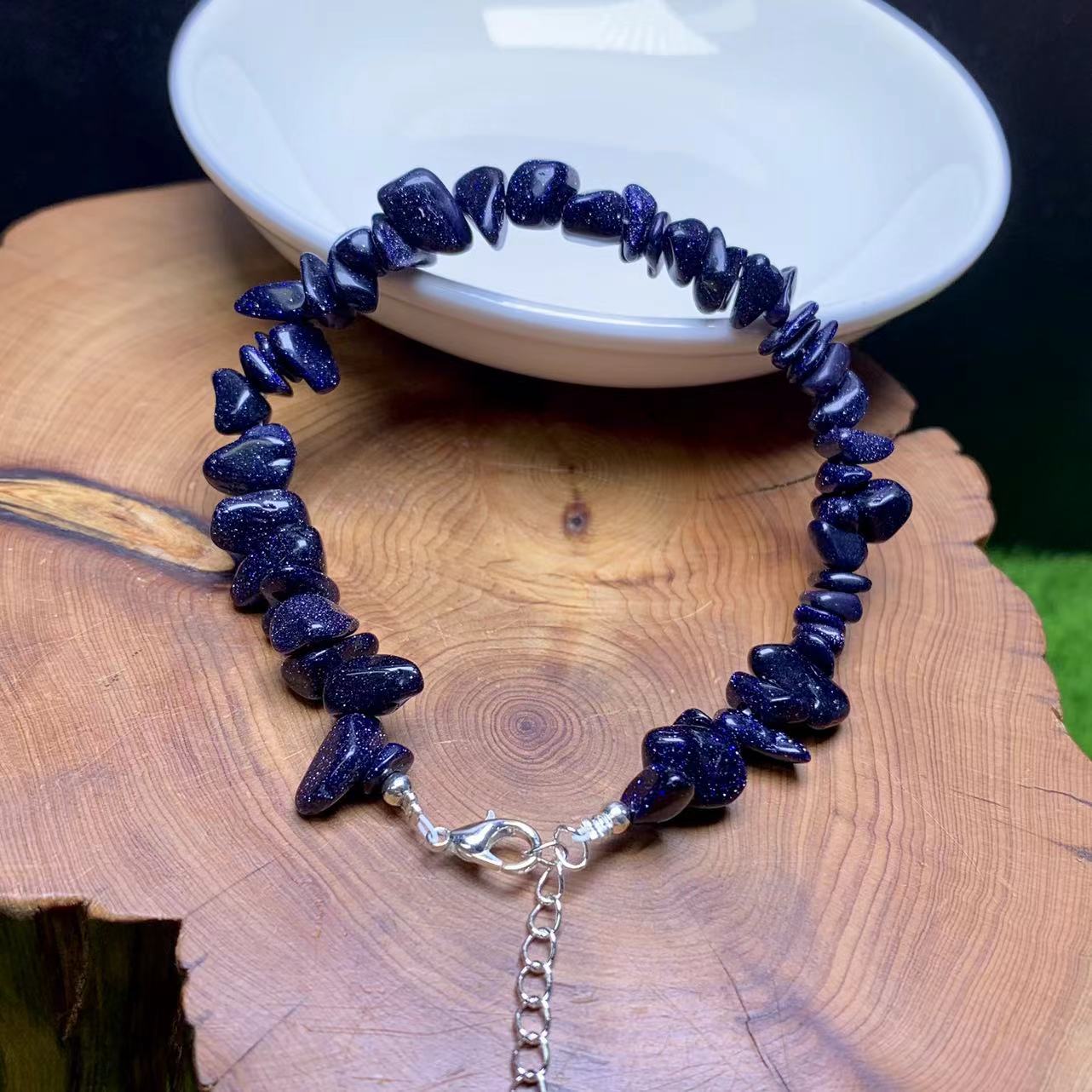 Blue sandstone chip  bracelet 1pc(SL836)