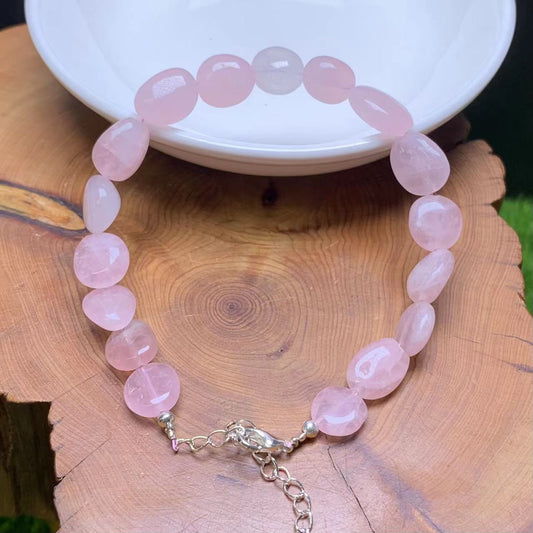 Madagascar Rose quartz freeform bracelet 1pc(SL838)