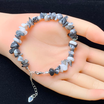 Black Zebra Jasper chip bracelet 2pc （SL871)
