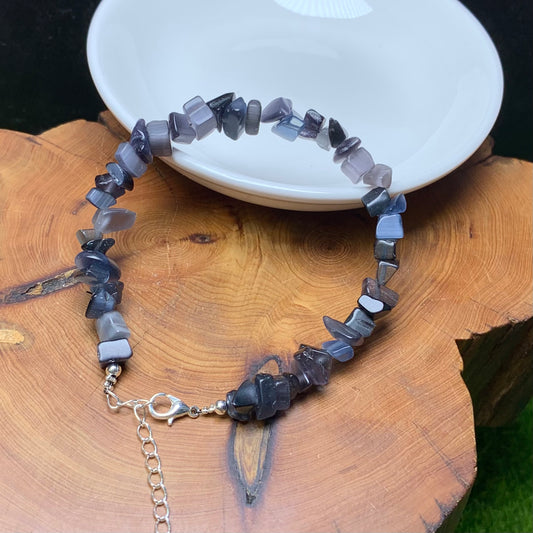 Purple grey Cat Eye (man-made) chip bracelet 2pc （SL870)