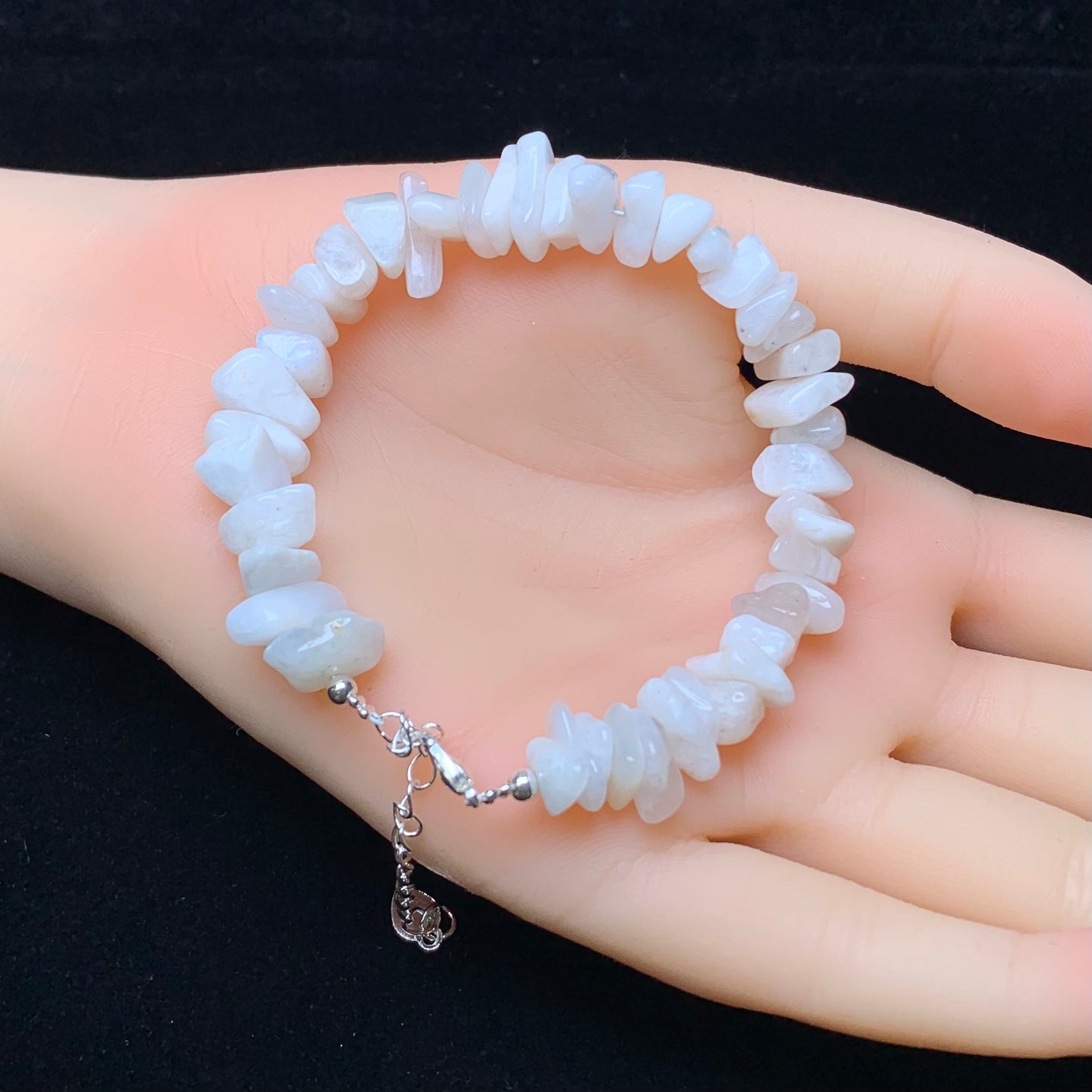 White Moonstone chip bracelet 1pc (SL875)