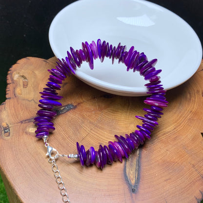 purple shell (dyed) chip bracelet 2pc (SL885)