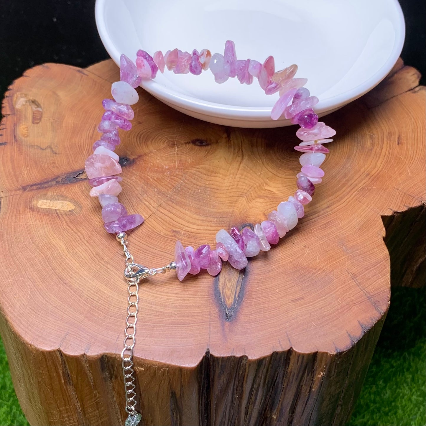 Purple Emerald Quartz chip bracelet 1pc (SL883)