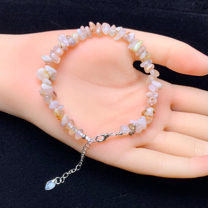 Flower agate chip bracelet 1pc(SL882)