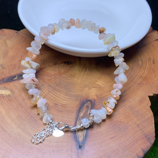 Flower agate chip bracelet 1pc(SL882)