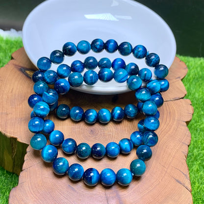 Peacock blue tiger eye (dyed) bracelet 1pc (SL940)