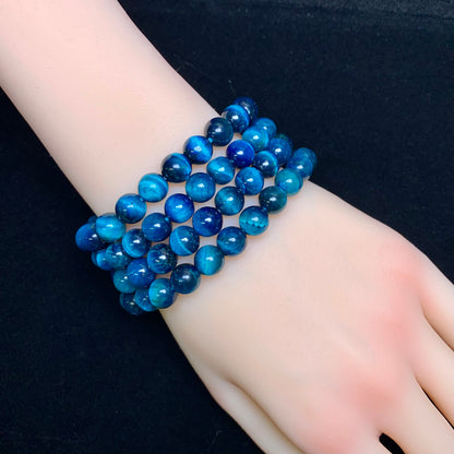 Peacock blue tiger eye (dyed) bracelet 1pc (SL940)