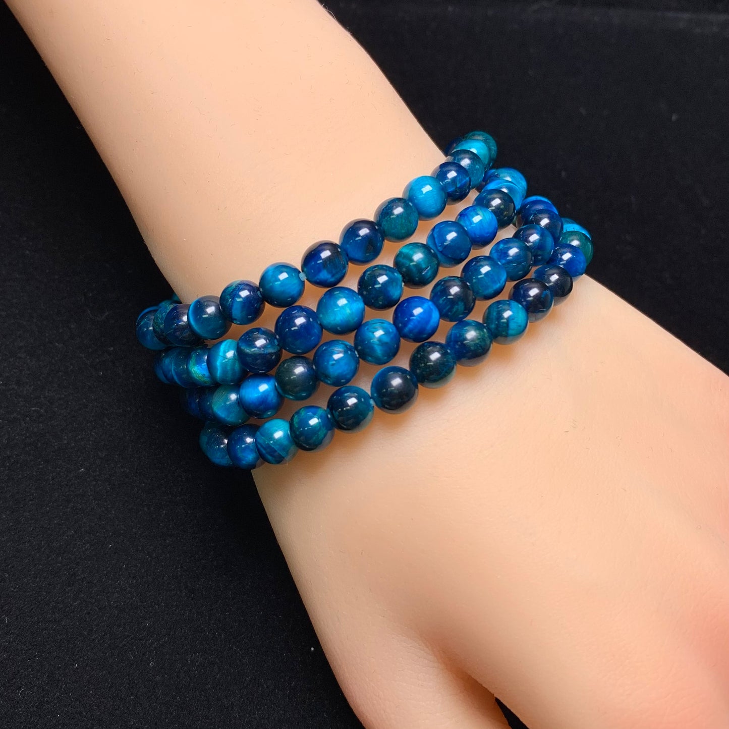 Peacock  blue tiger eye(dyed) bracelet 6mm 1pc (SL953)