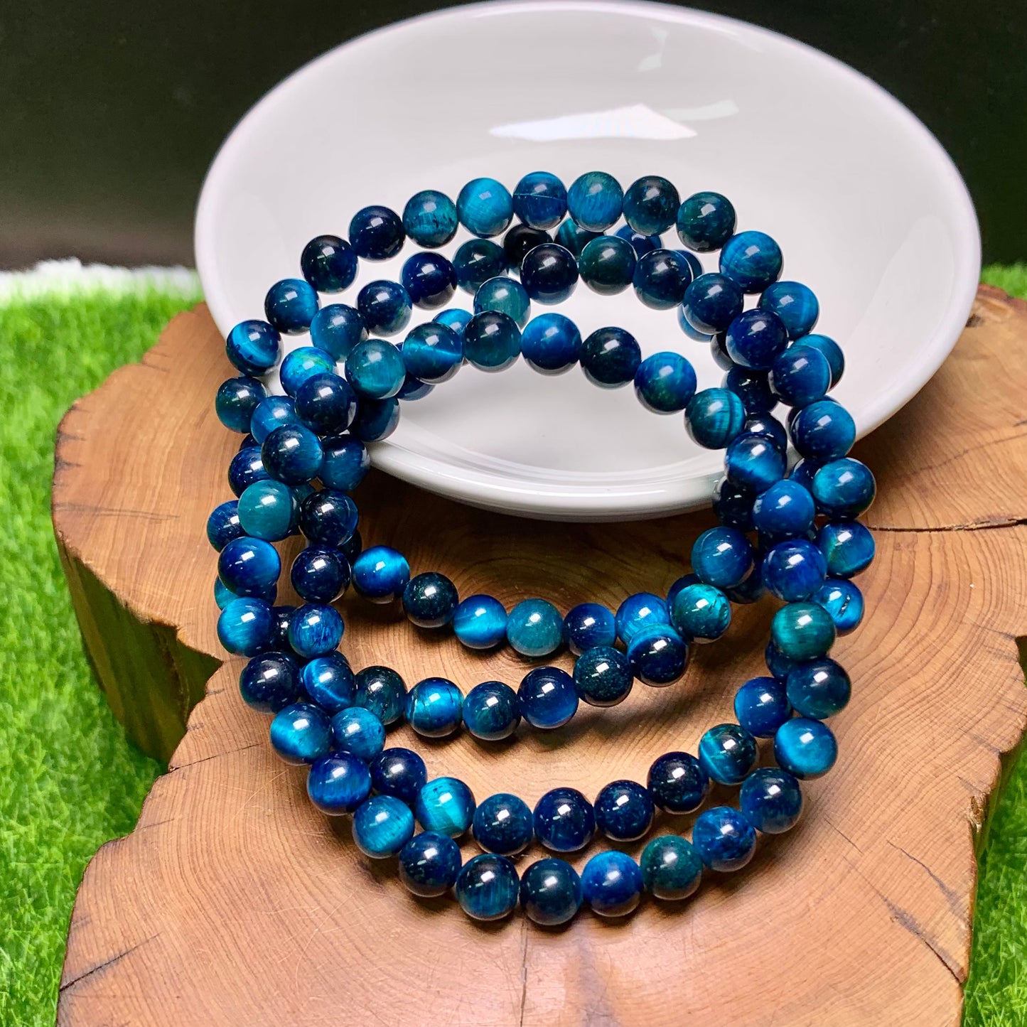 Peacock  blue tiger eye(dyed) bracelet 6mm 1pc (SL953)