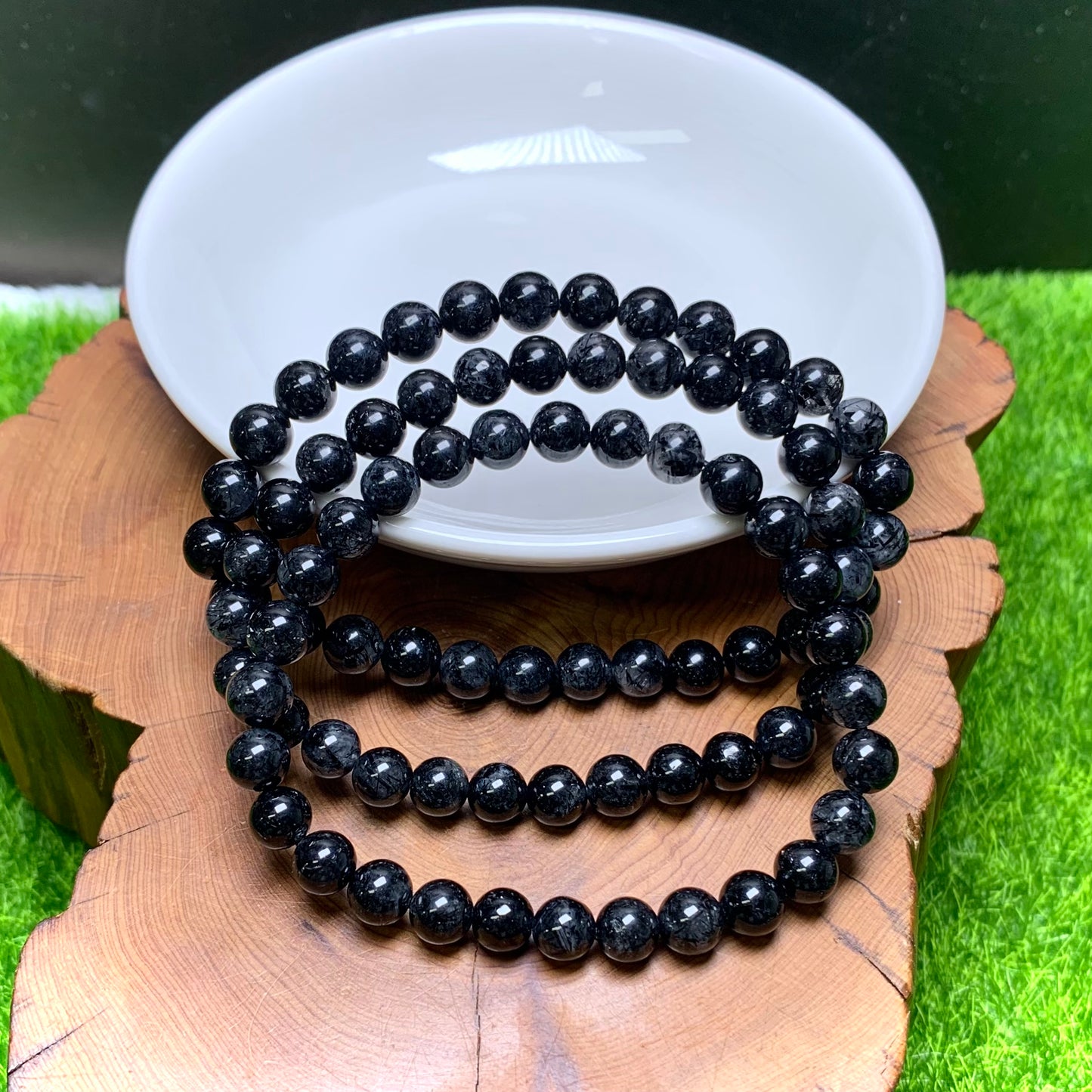 Full black rutile bracelet 6mm 1pc(SL948)
