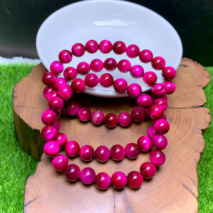 Pink rose tiger eye(dyed) bracelet 8mm 1pc (SL943）