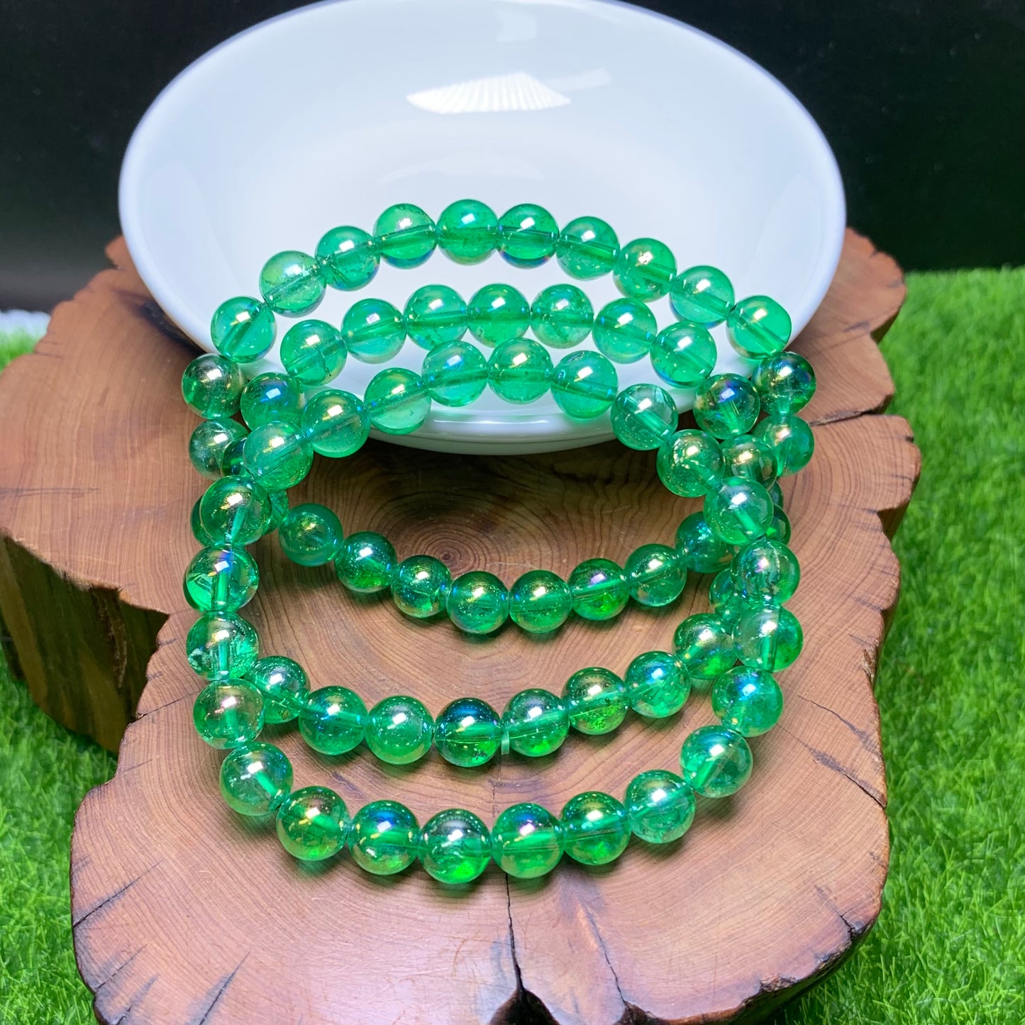 Aura green clear quartz bracelet 8mm 1pc(SL964)