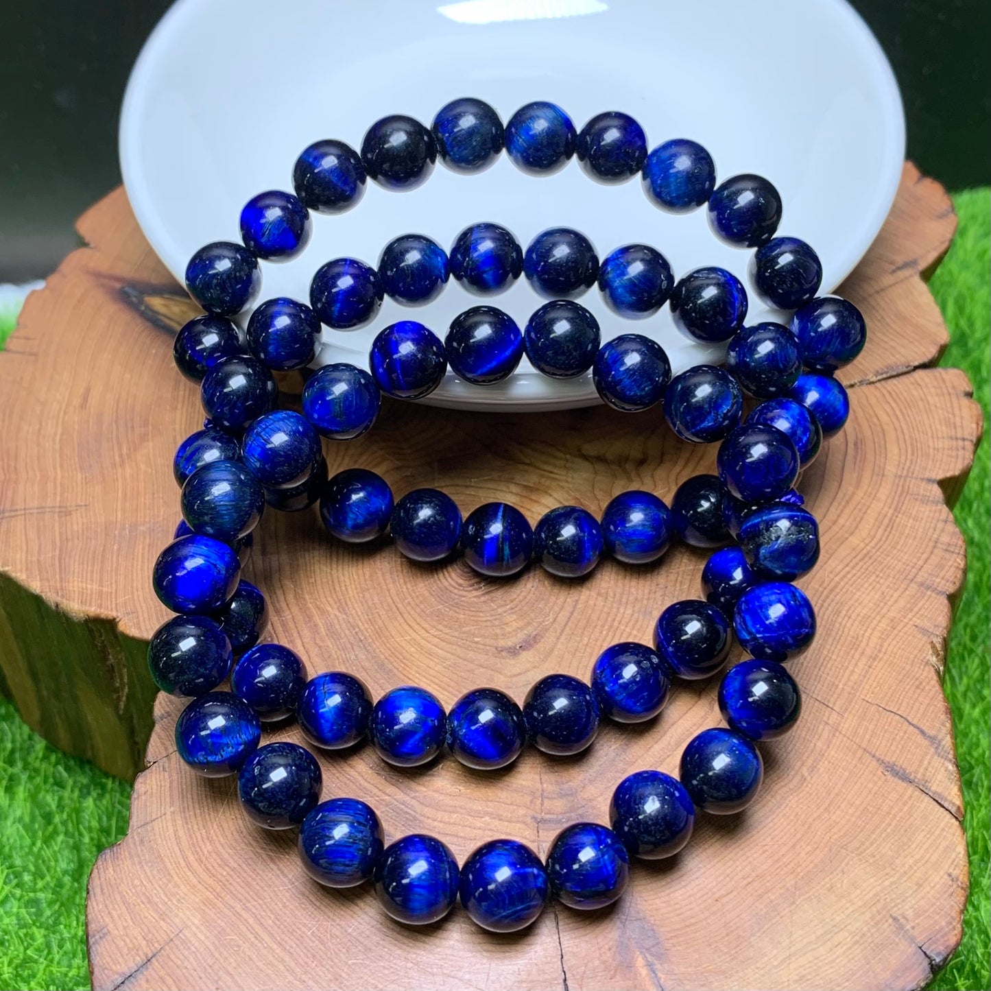 Navy blue tiger eye(dyed) bracelet 8mm 1pc(SL963）