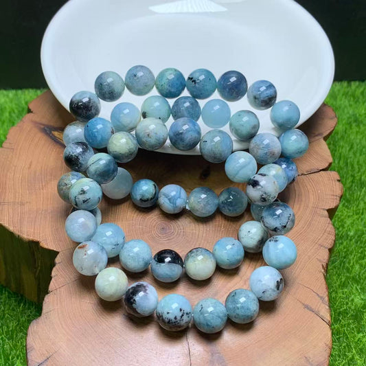 Devil aquamarine black tourmaline symbiosis bracelet 10mm 1pc (SL973）