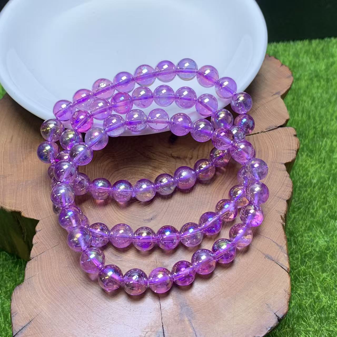 Aura rose pink clear quartz bracelet 8mm 1pc(SL970)