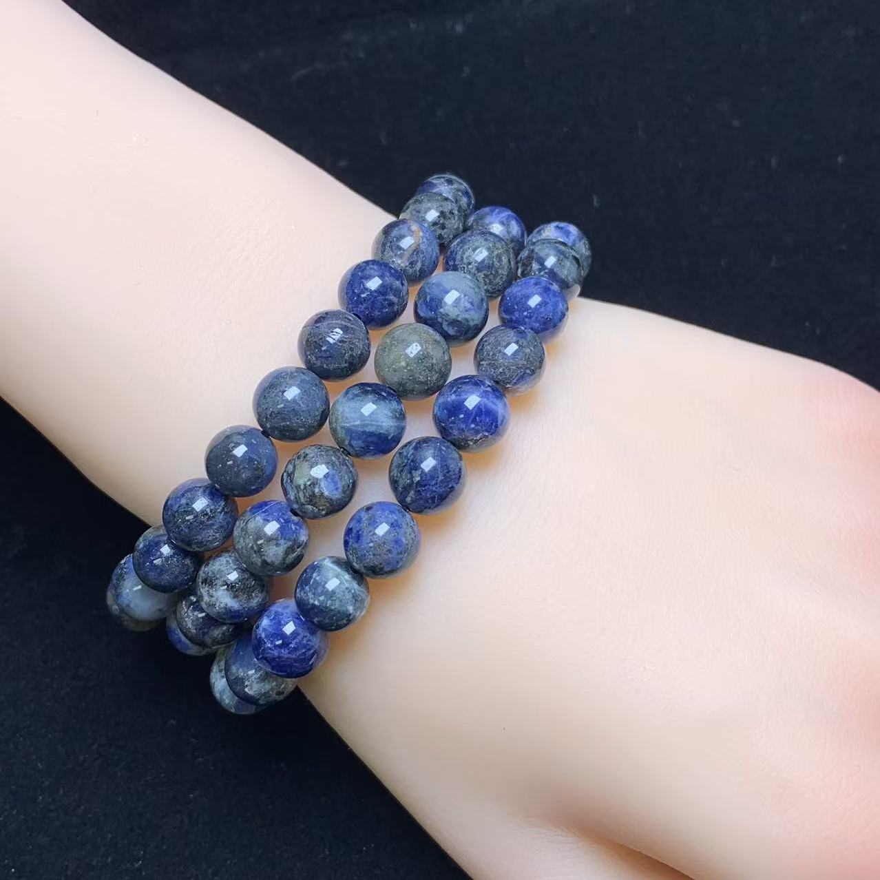 Sodalite symbiosis larvakite bracelet(UV effect)8mm 1pc (SL980)
