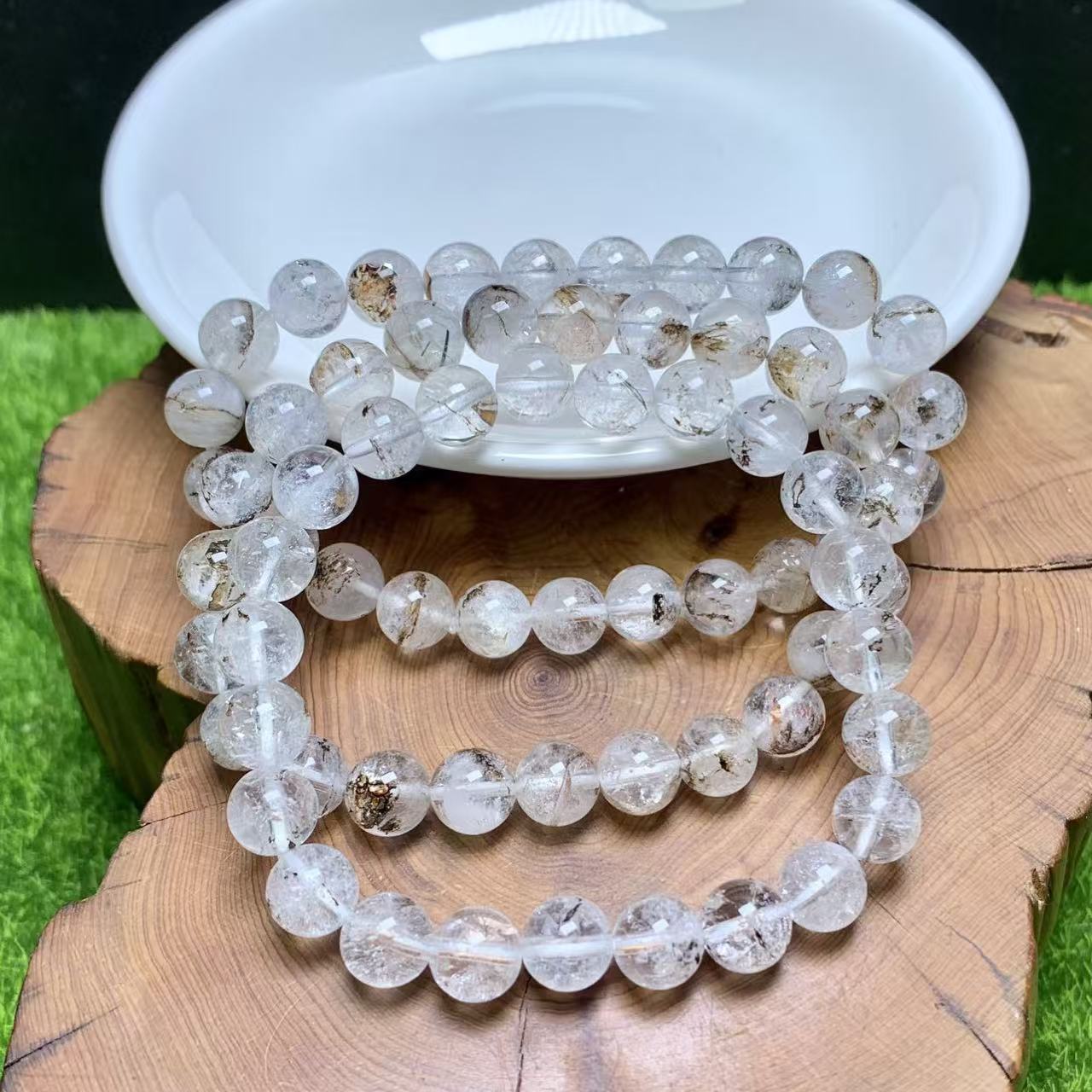 Clear quartz symbiosis Herkimer Diamond bracelet 8mm 1pc (SL978)
