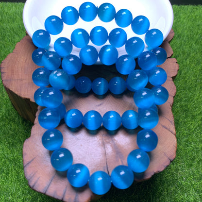 Blue  Cat Eye(man-made) bracelet 12mm 1pc (SL1005)