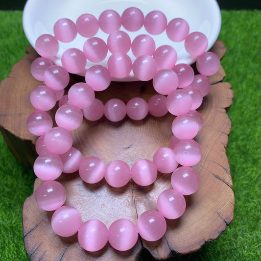 Pink Cat Eye(man-made) bracelet 12mm  1pc (SL1007)