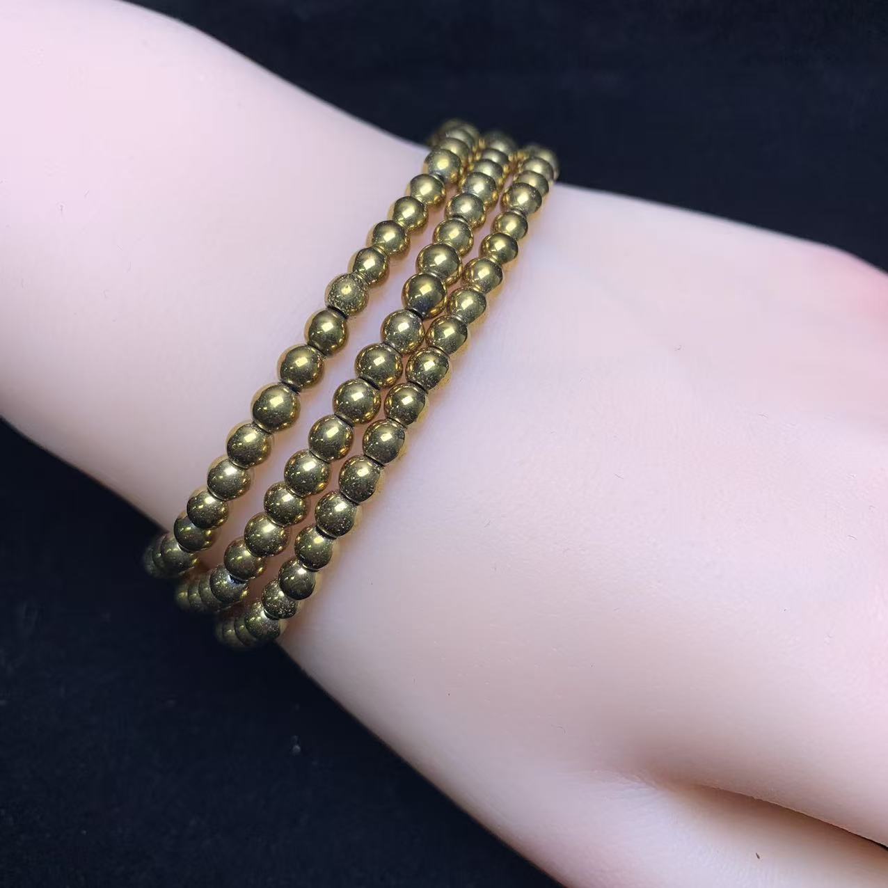 Gold Hämatit 3 Kreise Armband 4mm 1 Stk. (SL1018)