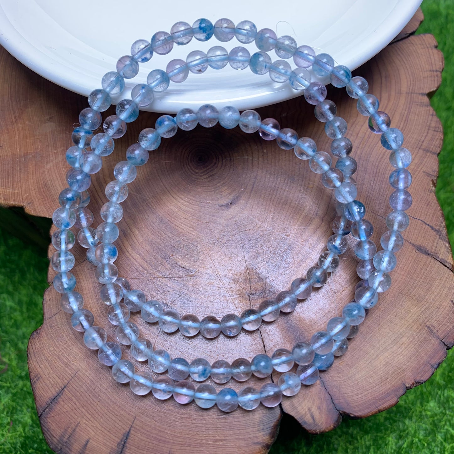 Blue ghost amethyst (enhanced) 3 circle bracelet 4mm 1pc (SL1033)